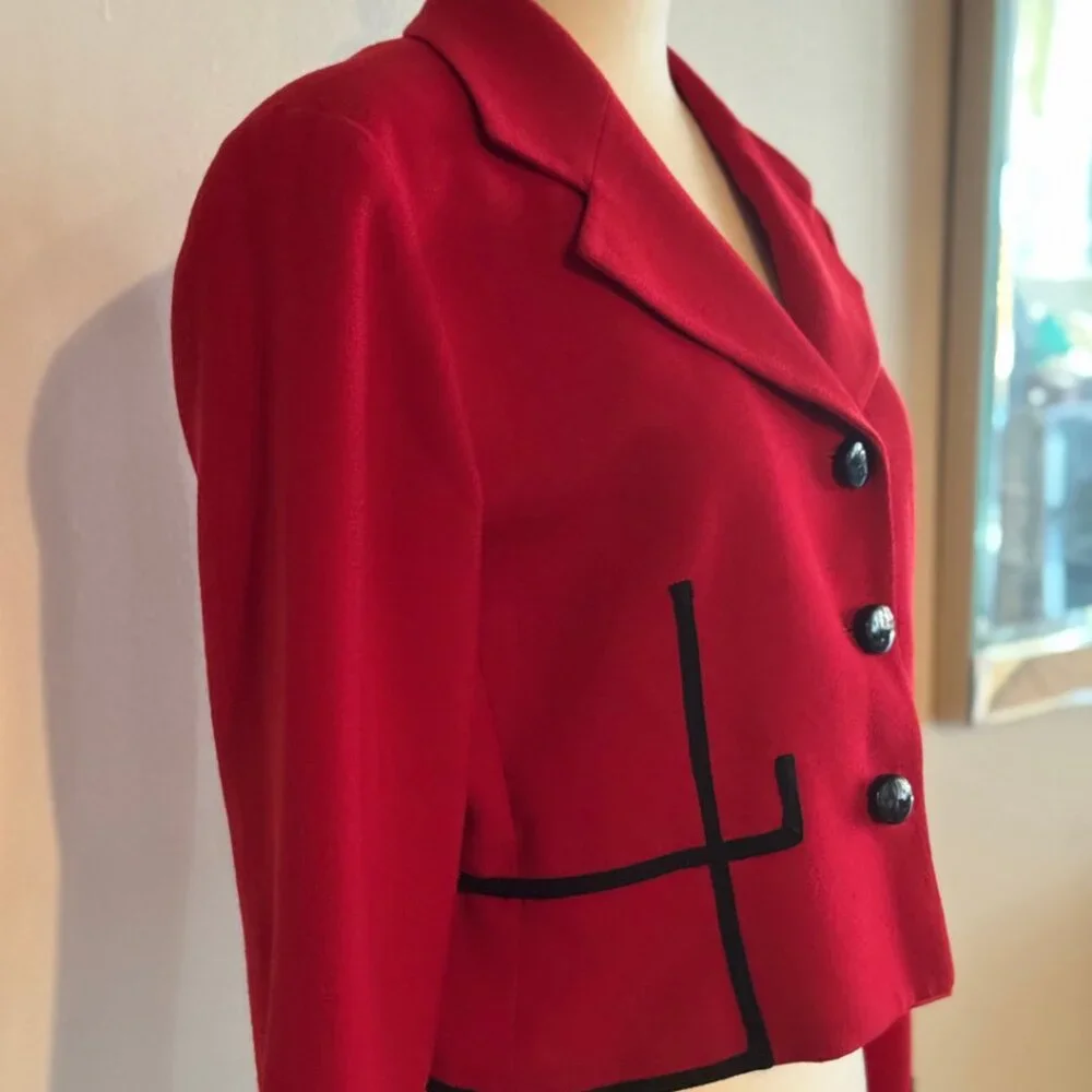 1980’s Red Christian Dior Cropped Wool Blazer Size 6